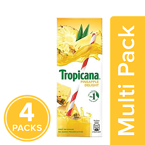 Tropicana Delight Fruit Juice - Pineapple, 4x200 ml Multipack 