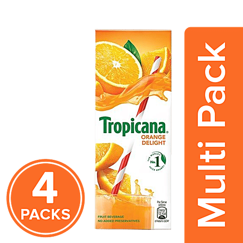Tropicana Delight Fruit Juice - Orange, 4x200 ml Multipack 