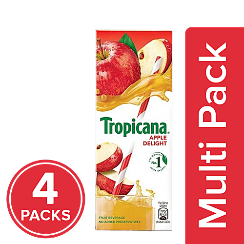Tropicana Delight Fruit Juice - Apple, 4x200 ml Multipack 