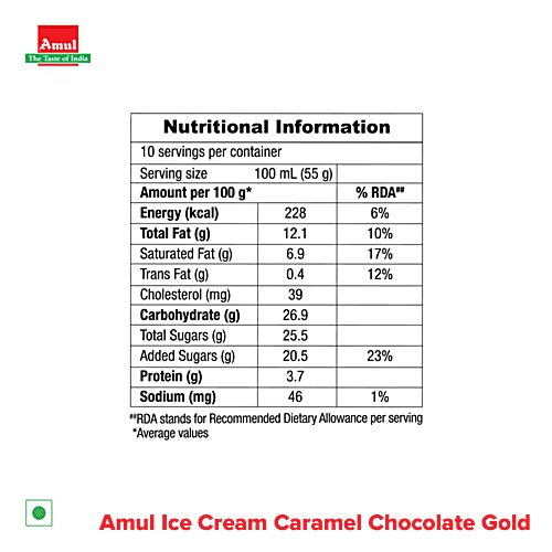 Amul Caramel Chocolate Gold Ice Cream, 2x1 L Multipack 