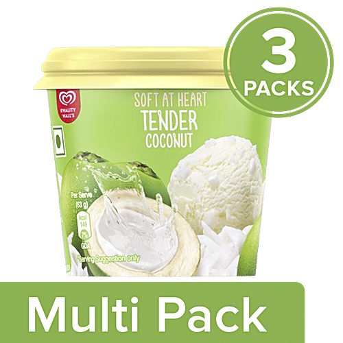 kwality walls Tender Coconut - Frozen Dessert, 3x100 ml Multipack 