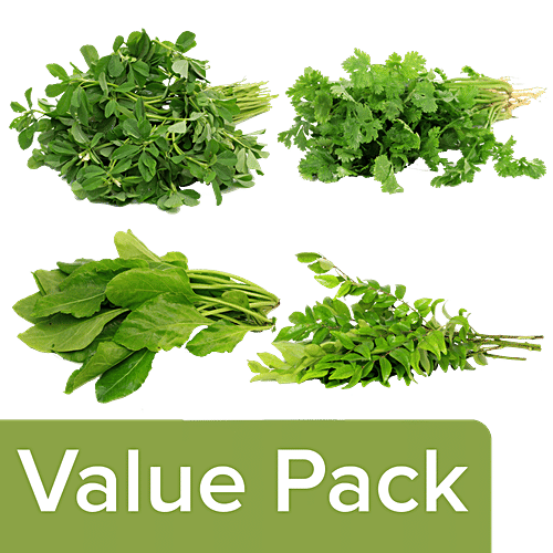 Fresho Methi 250 g + Coriander Leaves 100 g + Palak 250 g + Curry Leaves 100 g, Combo 4 Items