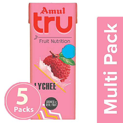 Amul Tru Litchi, 5x180 ml (Multipack) 
