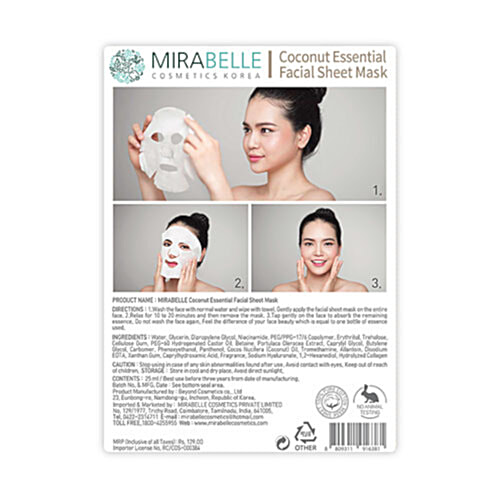 Mirabelle Korea - Coconut, Essential Facial Sheet Mask, 3x1 pc Multipack