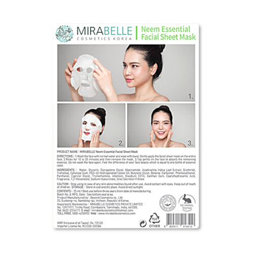 Buy Mirabelle Korea Neem, Essential Facial Sheet Mask Online at Best Price of Rs 387 bigbasket