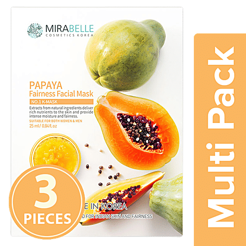 Mirabelle Korea - Papaya, Fairness Facial Mask, 3x1 pc Multipack