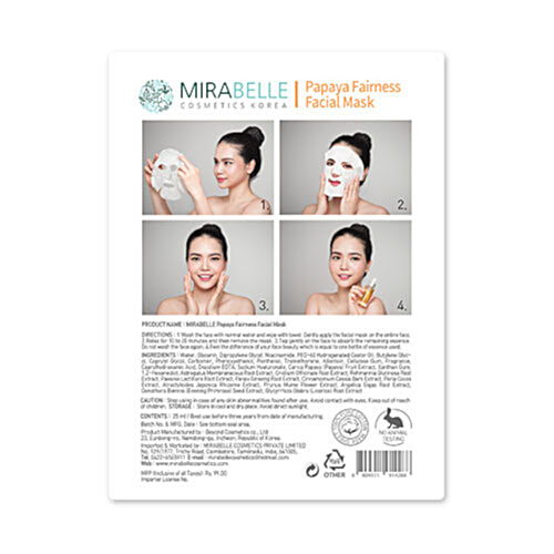 Mirabelle Korea - Papaya, Fairness Facial Mask, 6x1 pc Multipack