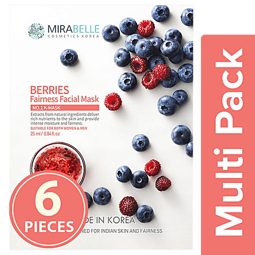 Mirabelle Korea - Berries, Fairness Facial Mask, 6x1 pc Multipack