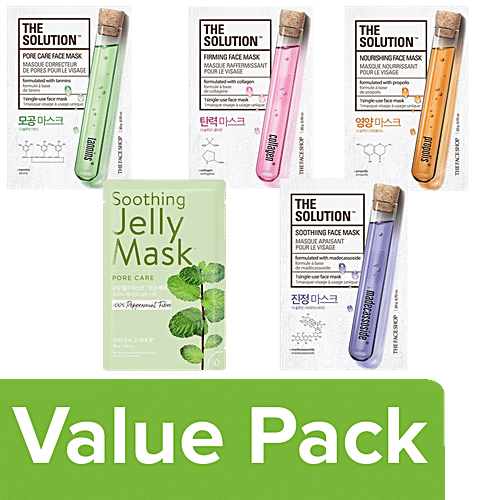 The Face Shop Solution Anti Blackhead/Whitehead Masksheet (Pack of 10), Combo 5 Items 