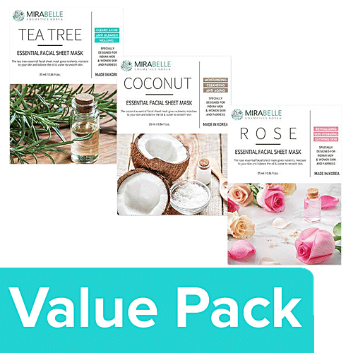 Mirabelle Moisturizing Sheet Mask (Pack of 6), Combo 3 Items