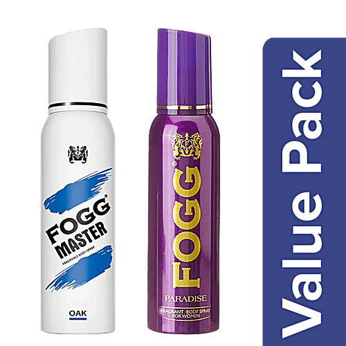 Fogg  Fragrance Body Spray - Paradise 150 ml + Master Body Spray - Oak 150 ml, Combo 2 Items 