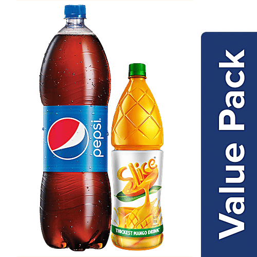 bb Combo Pepsi Soft Drink 2.25 L + Slice Thickest Mango Drink 1.2 L, Combo 2 Items 
