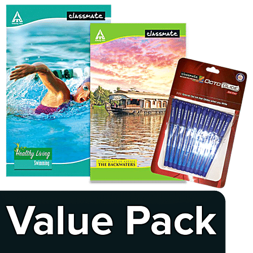 Classmate OctGlide-Gel,Blue,Po10+Notebook-Unruled,Long,172Pg+Notebook-Long,ruled,172Pg, Combo 3 Items 