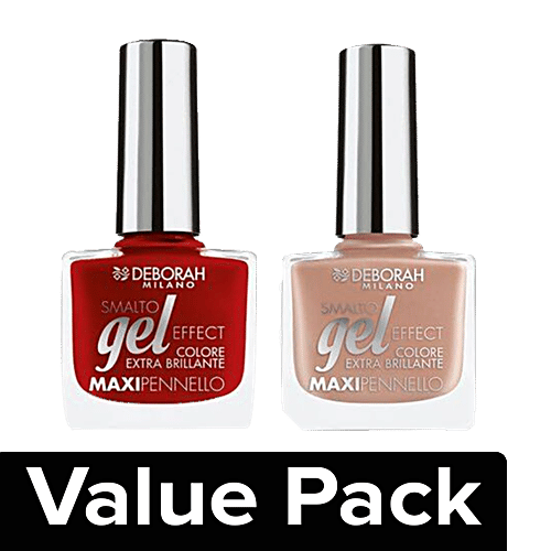 Deborah Gel Effect Nail Polish (Pink + Red), Combo (2 Items) 
