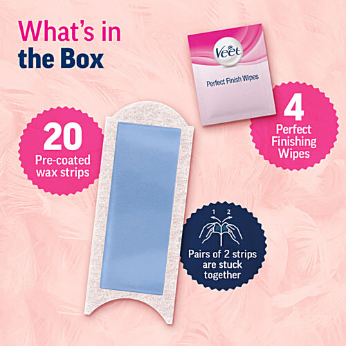 Veet Professional Waxing Strips Kit for Sensitive Skin, 20 Strips Pack of 3 Gel Wax Hair Removal for Women Up to 28 Days of Smoothness No Wax Heater or Wax Beans Required, 20 pc Pack of 3 
