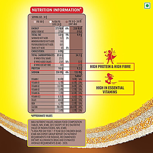 Kellogg's Multigrain Chocos, 6 x 46 g Multipack More Chocolatey, No Maida, Power of 5 nutrients