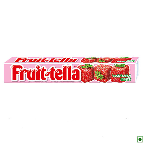 Fruit-Tella Chewy Toffee Stick - Strawberry Flavour, 4 x 45 g Multipack