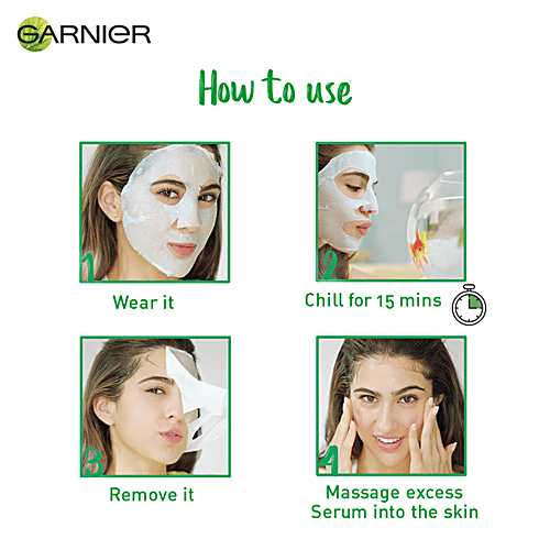 Garnier Skin Naturals - Face Serum Sheet Mask, Green, 3x32 g Multipack 