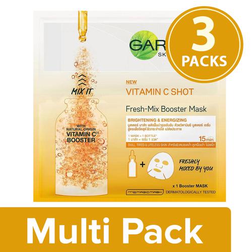 Garnier Skin Naturals Fresh Mix Vitamin C Booster Face Serum Sheet Mask - Orange, 3x33 g Multipack 