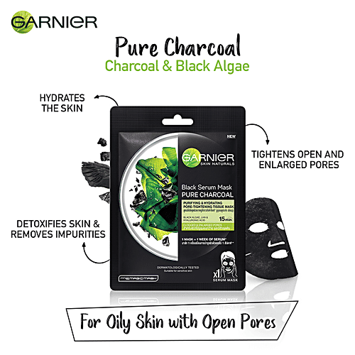 Buy Garnier Skin Naturals Charcoal Face Serum Sheet Mask Black Online