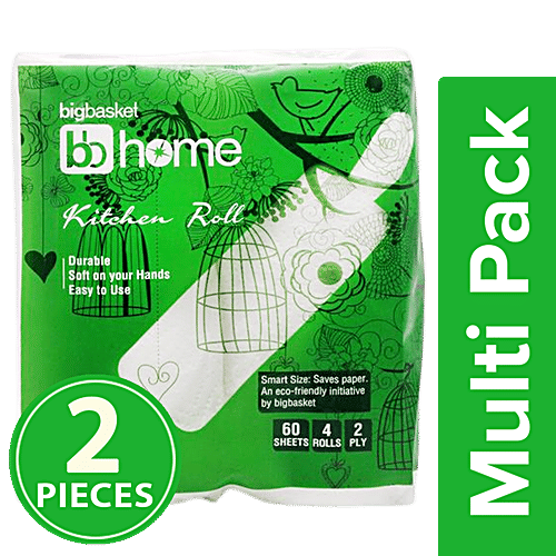 BB Home Kitchen Towel - 2 Ply, Pack of 4, 2x60 pulls (Multipack) 