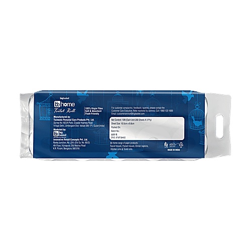 bb home Toilet Roll - 3 Ply, 100% Virgin Pulp Paper, Pack of 10, 2x200 pulls (Multipack) 