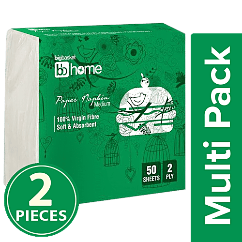 BB Home Napkin - 2 Ply, Medium, (30x30), 2x50 pulls (Multipack) 