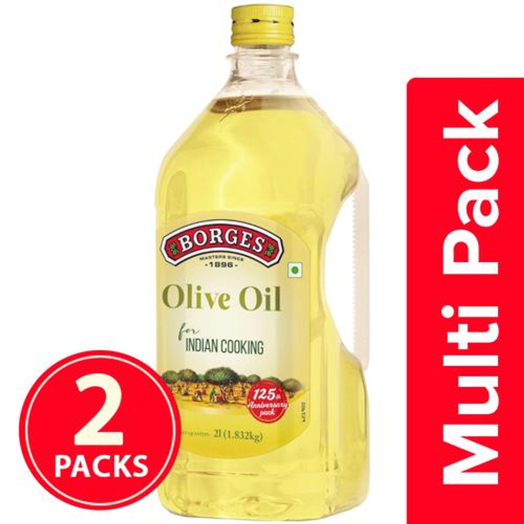 BORGES Olive Oil For Indian Cooking - Frying & Baking, 2x2 L Multipack