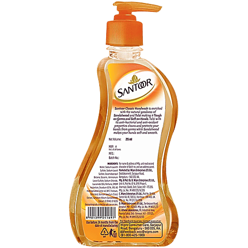 Santoor Hand Wash - Classic, 2 x 215 ml Multipack 