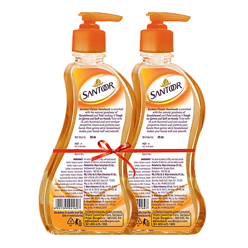 Santoor Hand Wash - Classic, 2 x 215 ml Multipack 