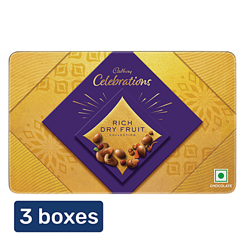 Cadbury Celebrations Rich Dry Fruit Collection Chocolate Gift Pack, 3x177 g (Multipack) Perfect for Gifting on Every Occasion, Premium Collection of Cadbury Chocolate