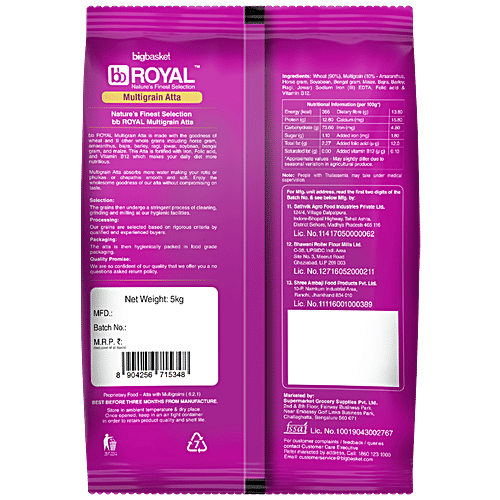 bb Royal Multigrain Atta - Fortified, 2x5 kg Multipack 