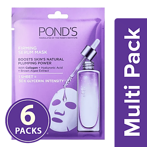 Ponds Skin Firming Serum Mask With Hyaluronic Acid & Brown Algae Extract, 6x21 g Multipack 