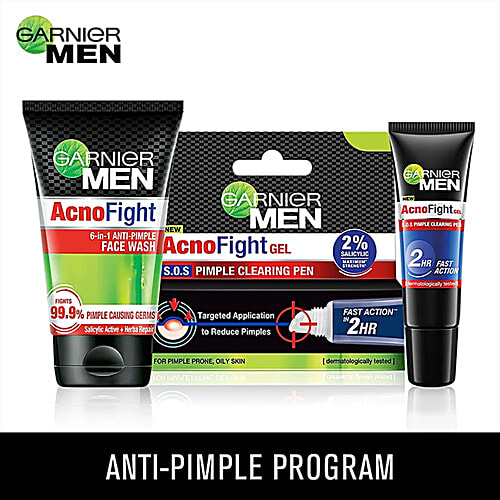 Garnier Men Acno Fight Anti-Pimple Face Wash, 2x100 g Multipack 