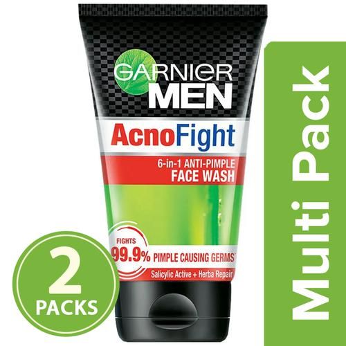 Garnier Men Acno Fight Anti-Pimple Face Wash, 2x100 g Multipack 
