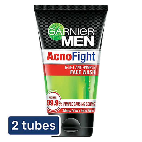 Garnier Men Acno Fight Anti-Pimple Face Wash, 2x100 g Multipack 
