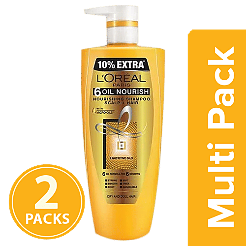 Loreal Paris 6 Oil Nourish Shampoo, 2x640 ml Multipack 