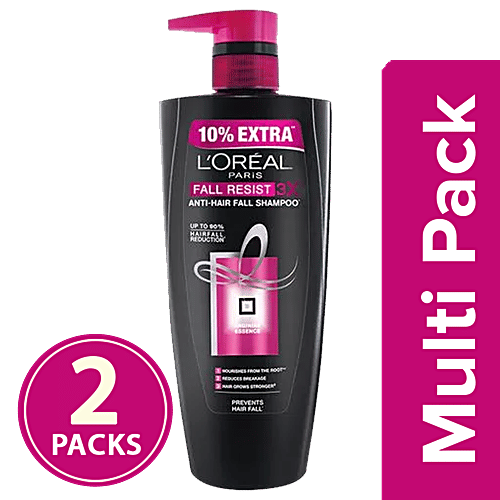 Loreal Paris Fall Resist - 3X Anti-Hair Fall Shampoo, 2x640 ml Multipack 