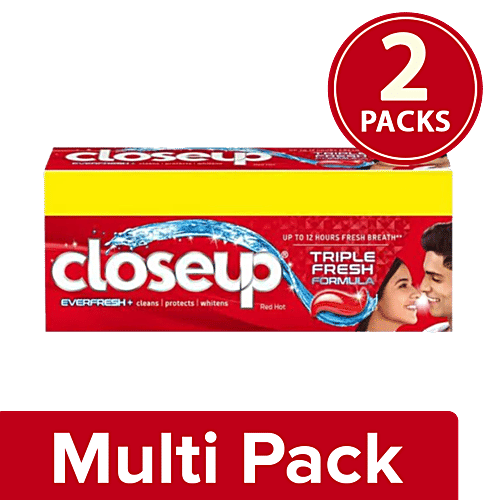 Close Up Everfresh+ Anti-Germ Gel Toothpaste - Red Hot, Save Rs. 20/-, 2x(2x150 g) Multipack 