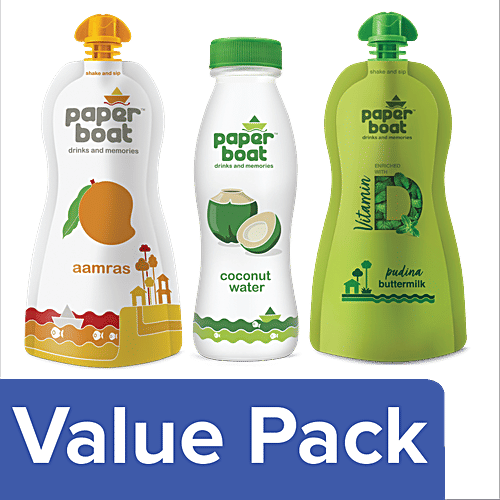 Buy Paper Boat Aamras & Mango Drink+ Coconut Water (200ml Each)+ Pudina Buttermilk/Chaas 250 ml