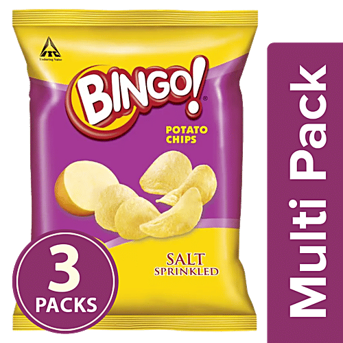 Bingo Yumitos Potato Chips - Original Style, Salt, 3x25.5 g Multipack 