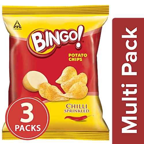 Bingo Yumitos Potato Chips - Original Style, Chilli, 3x52 g Multipack 