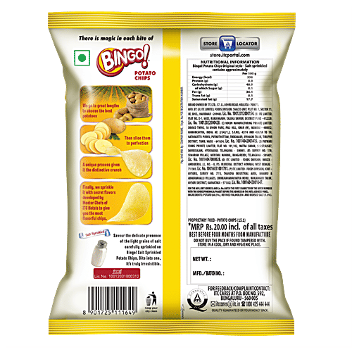 Bingo Potato Chips Original Style - Salt Sprinkled, 3x52 g Multipack 
