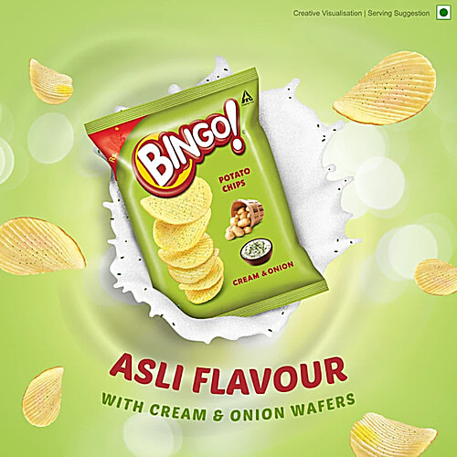 Bingo Potato Chips -Cream & Onion, 3x25 g Multipack 