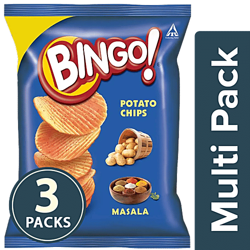 Bingo Yumitos Masala - Potato Chips, 3x52 g Multipack 