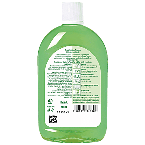 Dettol Liquid Disinfectant Cleaner for Home - Lime Fresh, 2x500 ml Multipack 