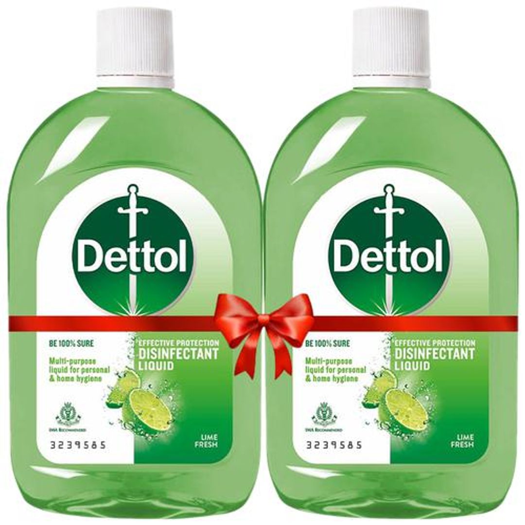Dettol Liquid Disinfectant Cleaner for Home - Lime Fresh, 2x500 ml Multipack