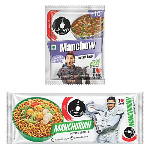 Ching'S Secret Manchurian Instant Noodles + Manchow Instant Soup, Combo 2 Items 