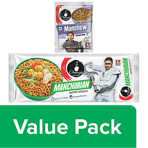 Ching'S Secret Manchurian Instant Noodles + Manchow Instant Soup, Combo 2 Items 