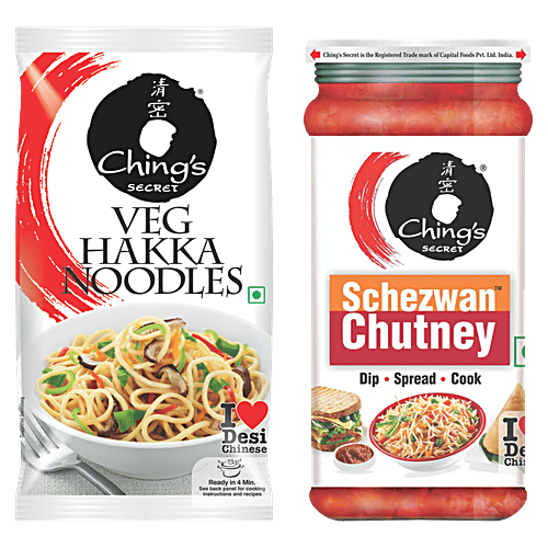 Buy Ching'S Secret Veg Hakka Noodles + Schezwan Chutney Online at Best